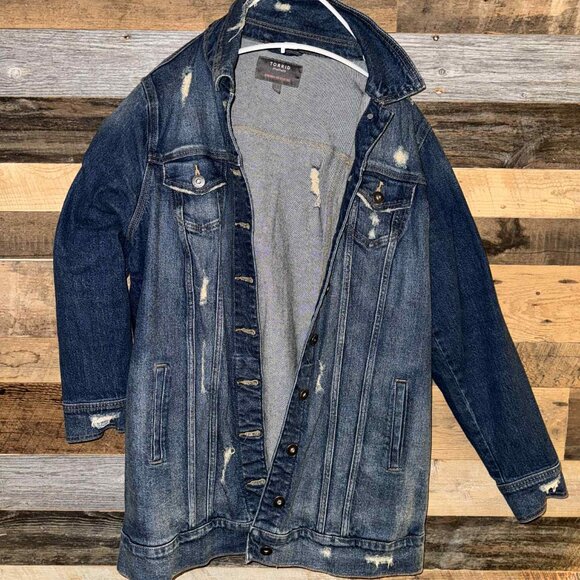 TORRID WOMEN LONG LENGTH JEAN JACKET DISTRUCTIVE - Picture 2 of 8